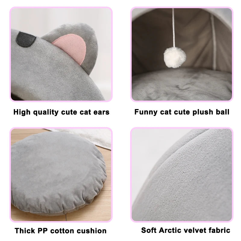 Super Cat Bed Warm Pet House Kitten Cave Cushion
