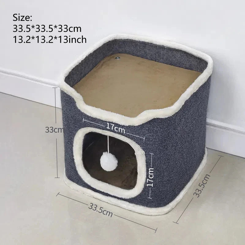 3-tiers Cat Bed Pet House Covered Cave with soft