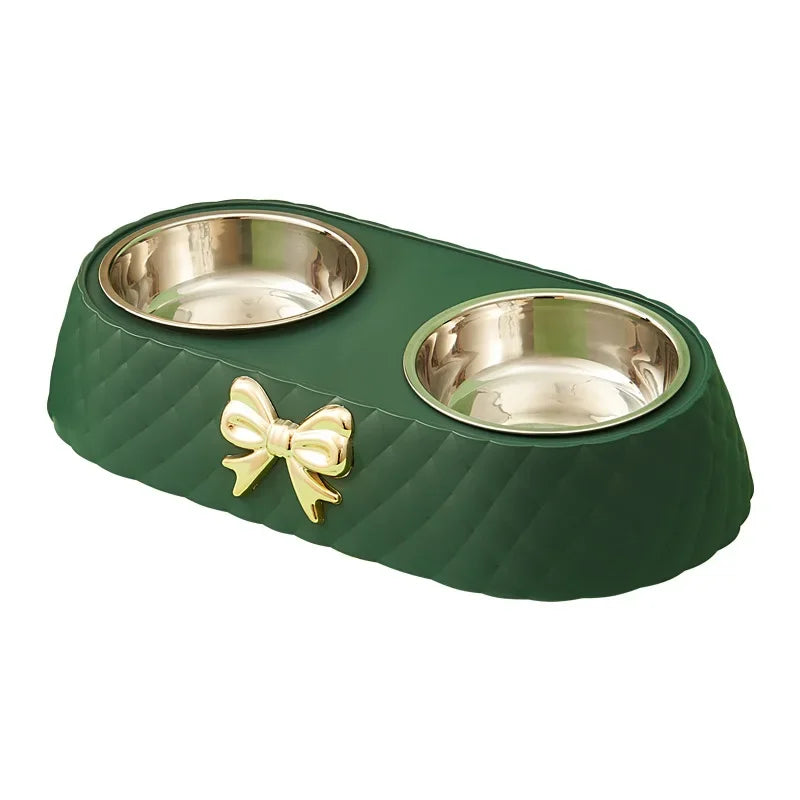 1PC Pet Pet Dog and Cat Food Bowls Bowtie Dog