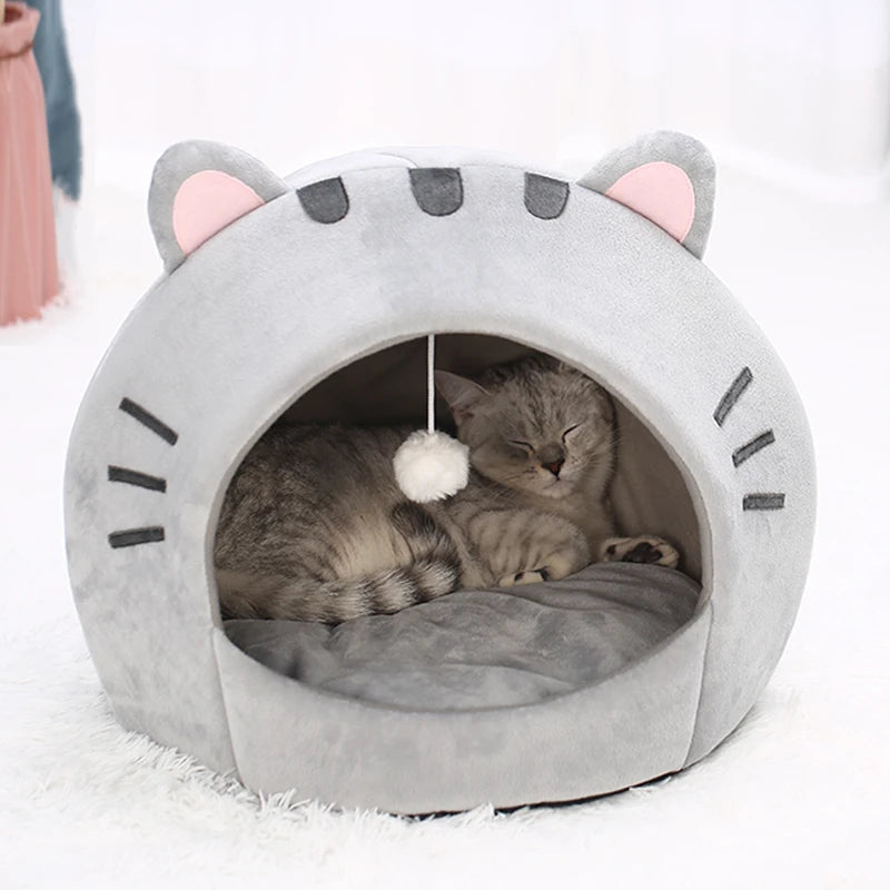 Super Cat Bed Warm Pet House Kitten Cave Cushion