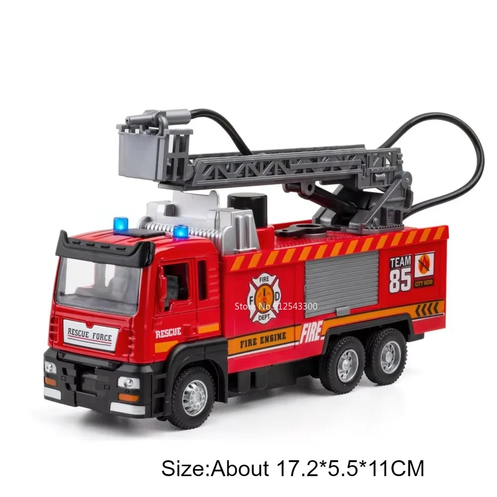 1:32 Scale Water Spray Fire Truck Model Ladder Trucks