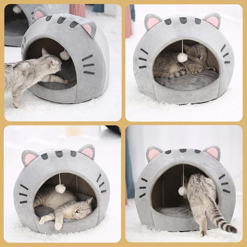 Super Cat Bed Warm Pet House Kitten Cave Cushion
