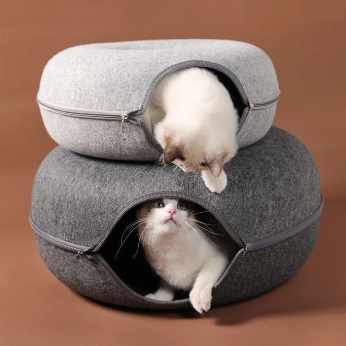 Felt Donut Bed for Cats House With Breather Hole