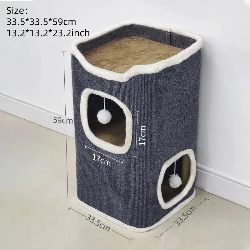 3-tiers Cat Bed Pet House Covered Cave with soft