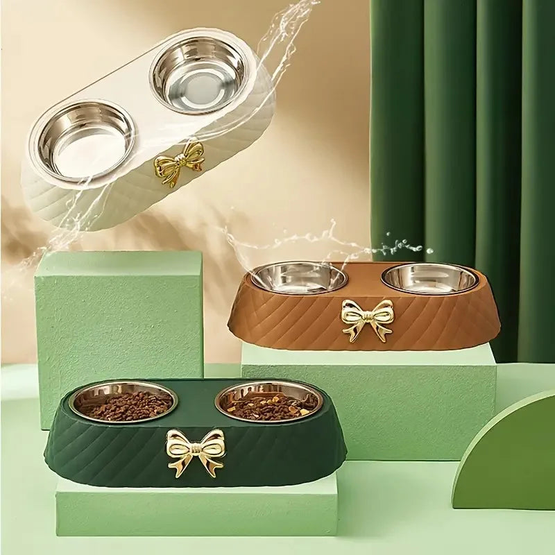 1PC Pet Pet Dog and Cat Food Bowls Bowtie Dog