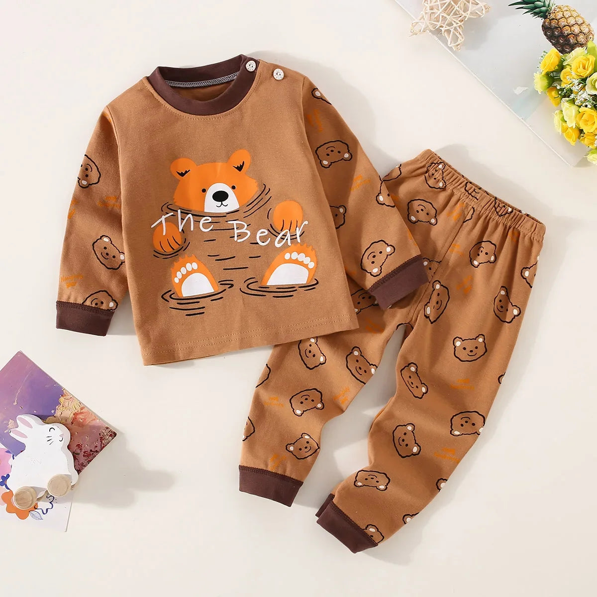 Toddler Boys Underwear Set Cotton Lettering And Bear