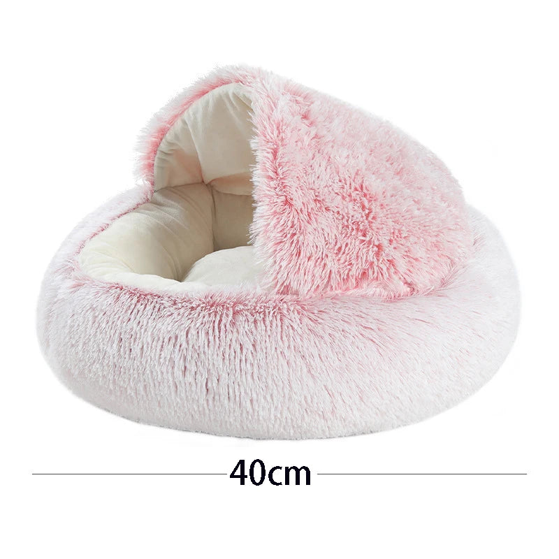 Soft Plush Pet Bed with Cover Round Cat Bed Pet