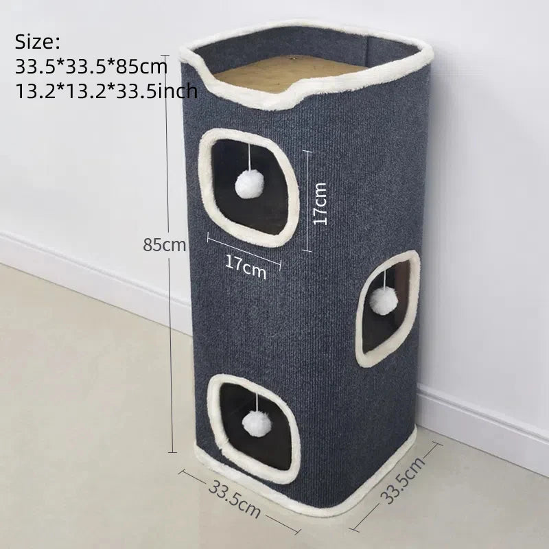 3-tiers Cat Bed Pet House Covered Cave with soft