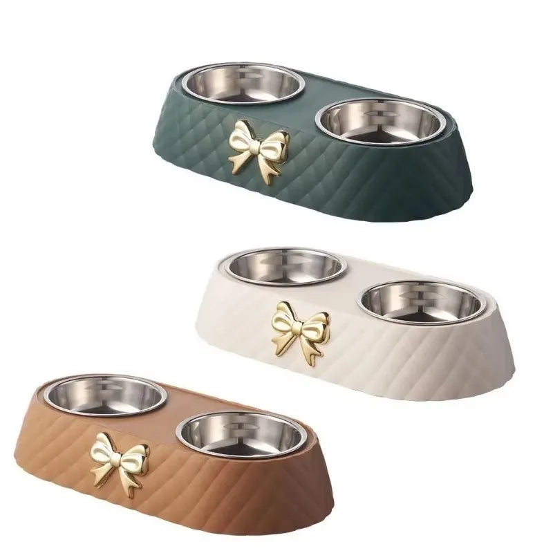 1PC Pet Pet Dog and Cat Food Bowls Bowtie Dog