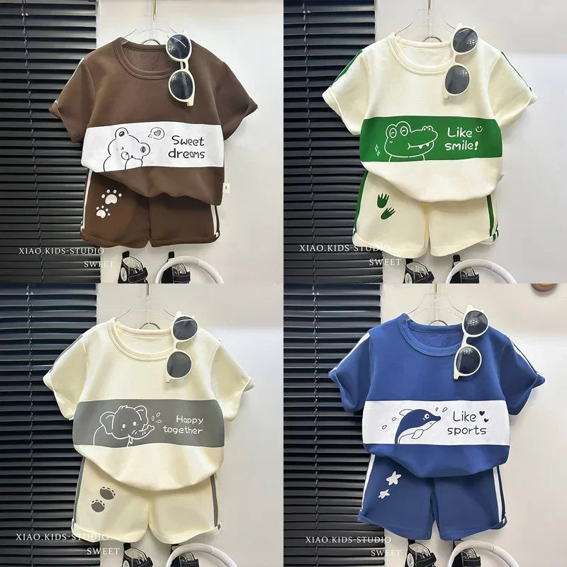 Kids Clothes Cotton Set Short Sleeve Suit Baby Girls