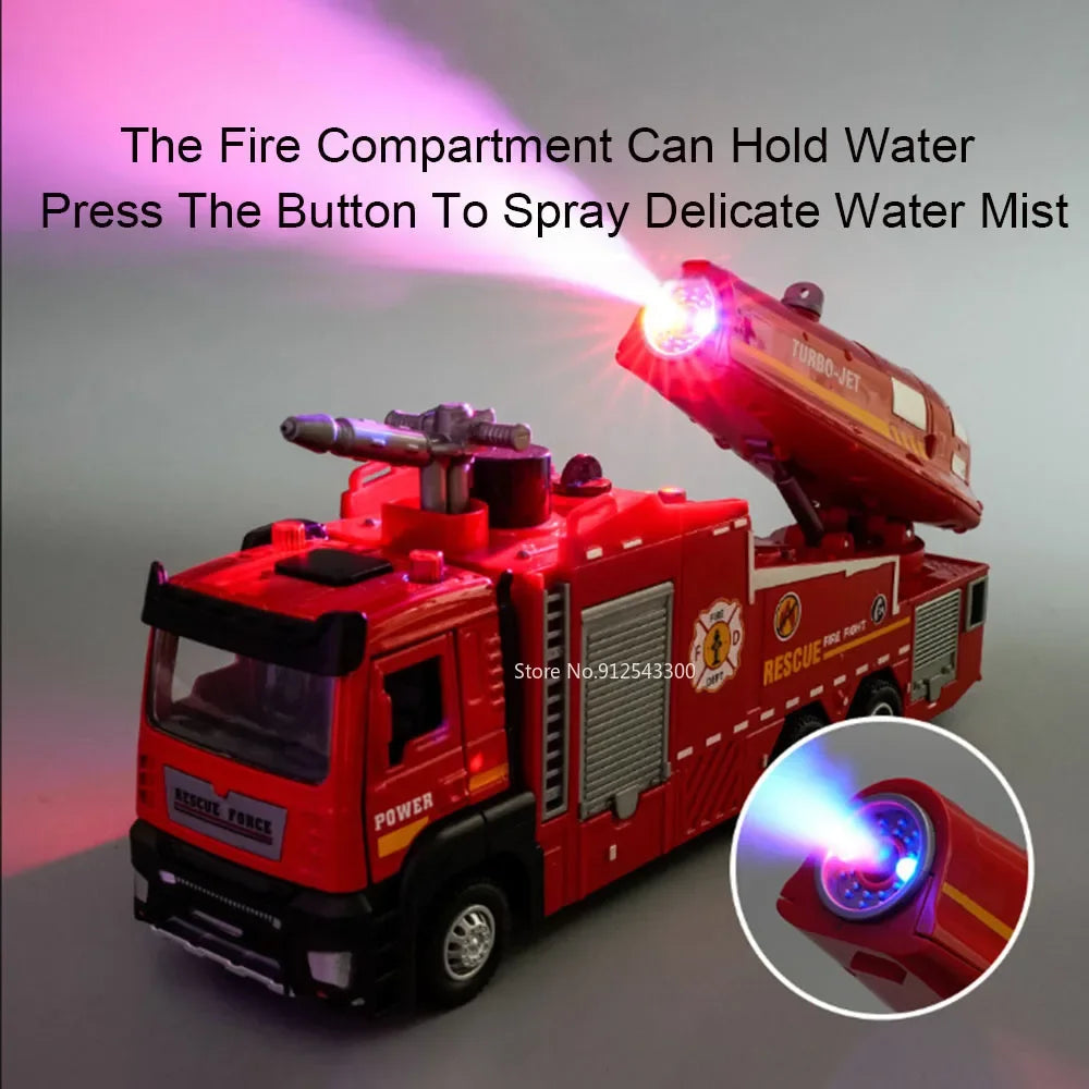1:32 Scale Water Spray Fire Truck Model Ladder Trucks