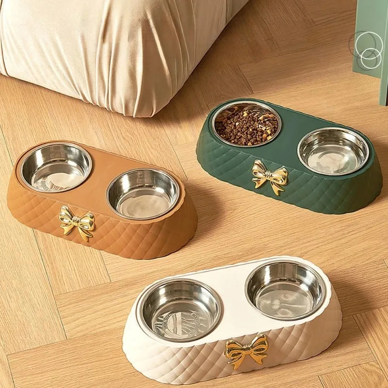 1PC Pet Pet Dog and Cat Food Bowls Bowtie Dog