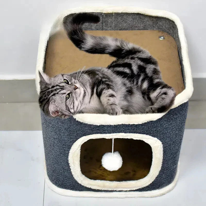 3-tiers Cat Bed Pet House Covered Cave with soft