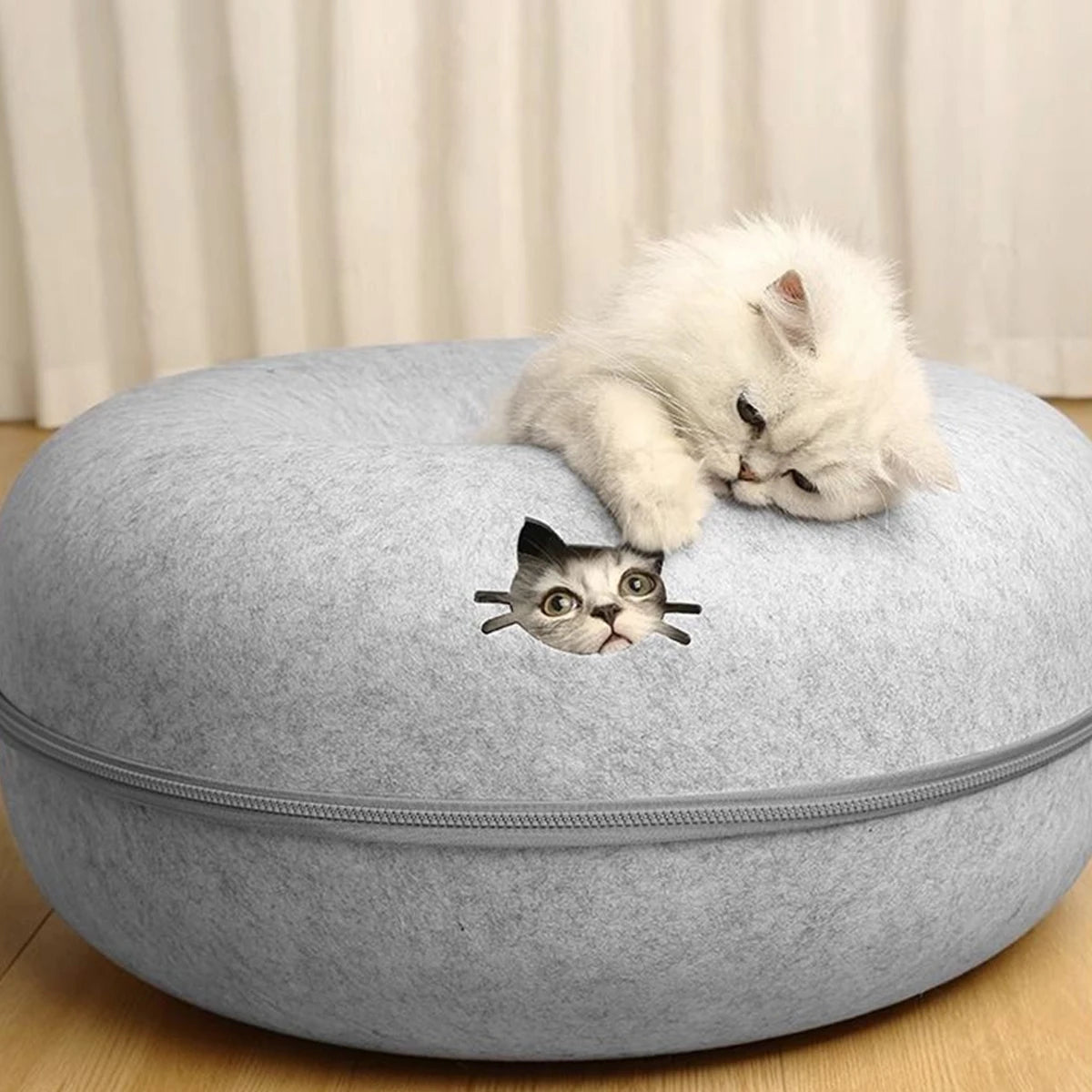 Felt Donut Bed for Cats House With Breather Hole
