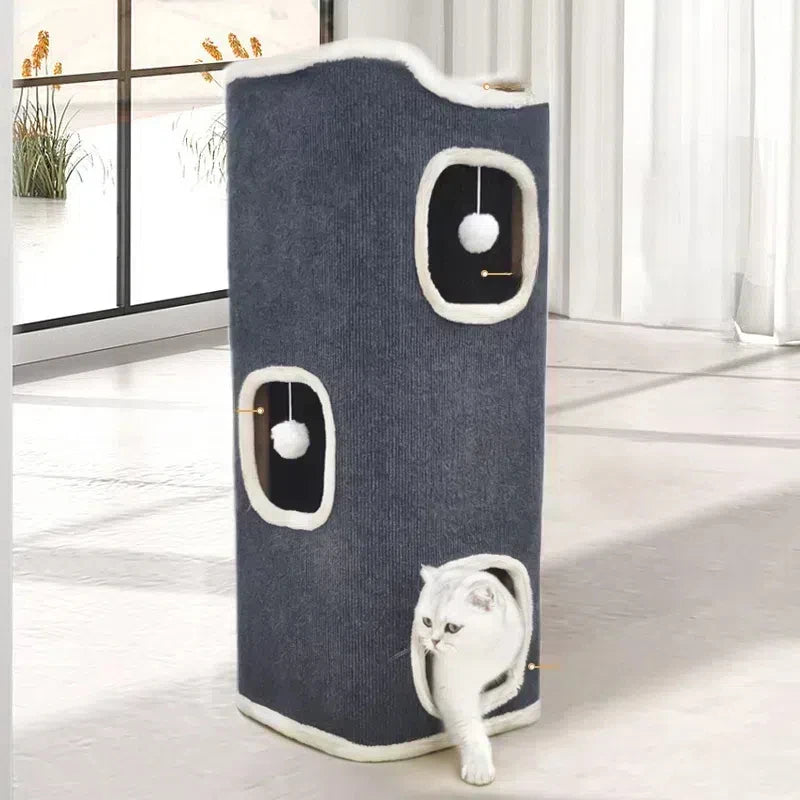 3-tiers Cat Bed Pet House Covered Cave with soft