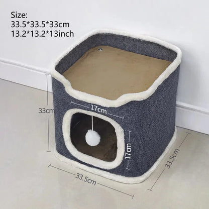3-tiers Cat Bed Pet House Covered Cave with soft
