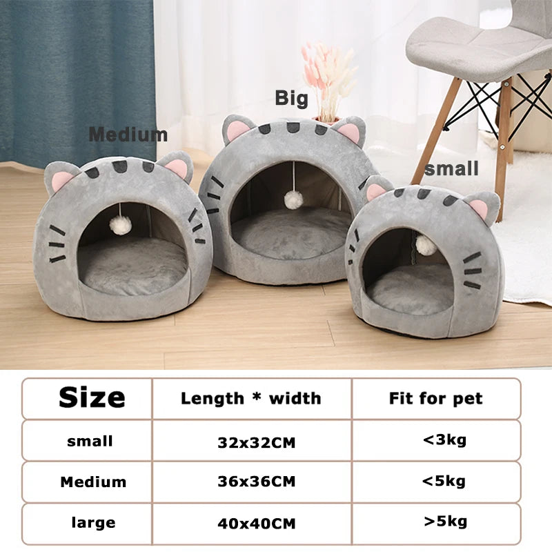 Super Cat Bed Warm Pet House Kitten Cave Cushion