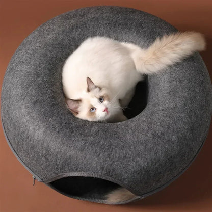 Felt Donut Bed for Cats House With Breather Hole