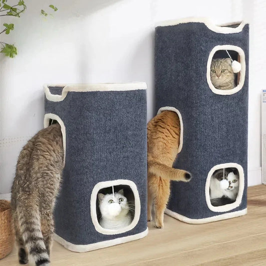 3-tiers Cat Bed Pet House Covered Cave with soft