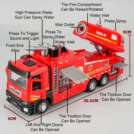 1:32 Scale Water Spray Fire Truck Model Ladder Trucks