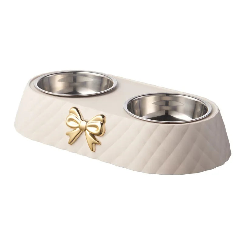 1PC Pet Pet Dog and Cat Food Bowls Bowtie Dog