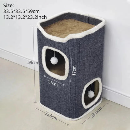 3-tiers Cat Bed Pet House Covered Cave with soft