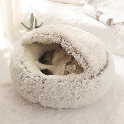 Soft Plush Pet Bed with Cover Round Cat Bed Pet