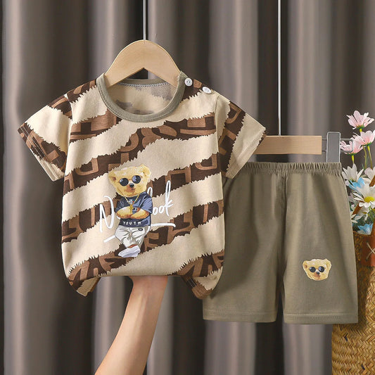 0-4year baby boy Summer Sets cartoon Short sleeve