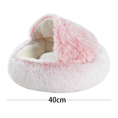 Soft Plush Pet Bed with Cover Round Cat Bed Pet