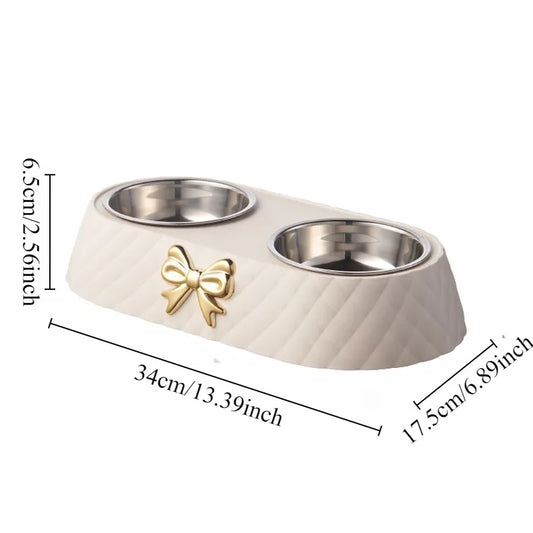 1PC Pet Pet Dog and Cat Food Bowls Bowtie Dog