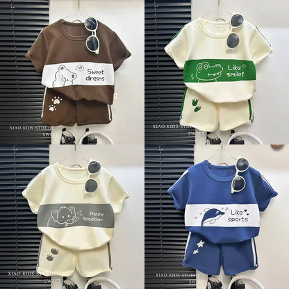 Kids Clothes Cotton Set Short Sleeve Suit Baby Girls