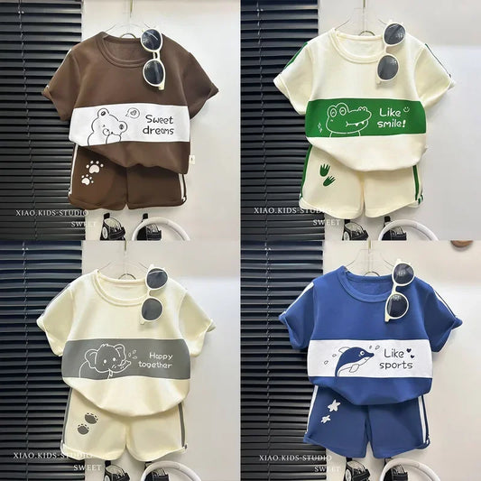 Kids Clothes Cotton Set Short Sleeve Suit Baby Girls