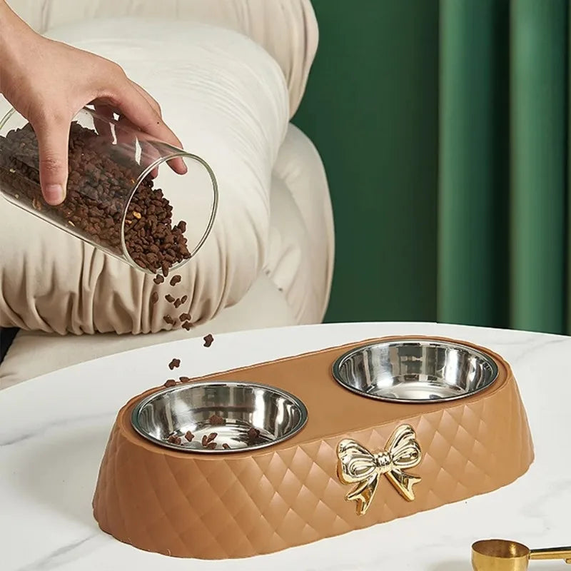 1PC Pet Pet Dog and Cat Food Bowls Bowtie Dog