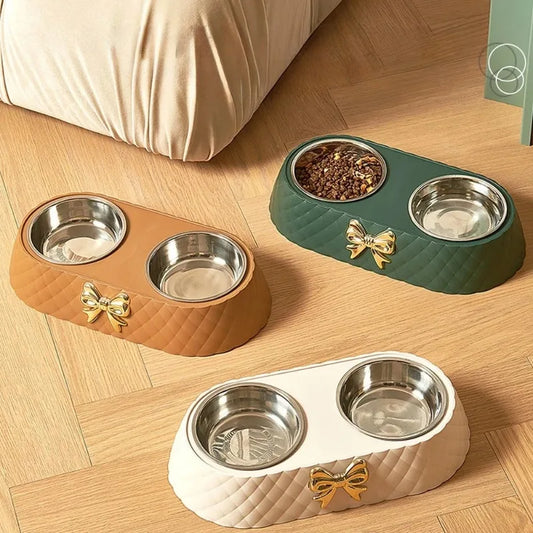 1PC Pet Pet Dog and Cat Food Bowls Bowtie Dog