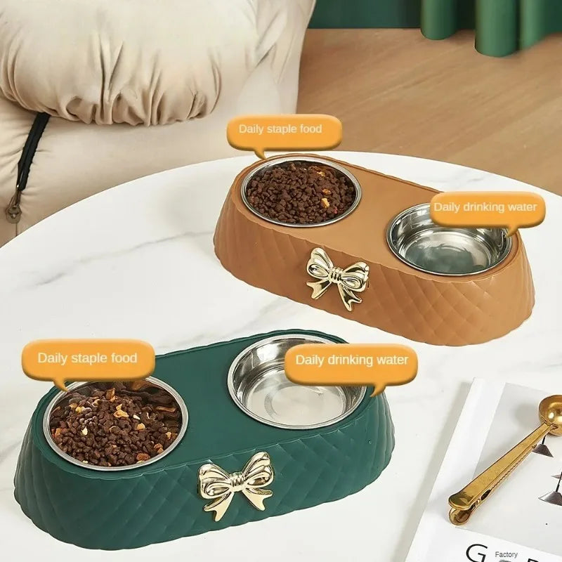1PC Pet Pet Dog and Cat Food Bowls Bowtie Dog