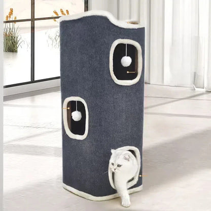 3-tiers Cat Bed Pet House Covered Cave with soft