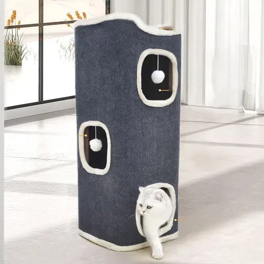 3-tiers Cat Bed Pet House Covered Cave with soft